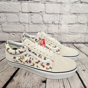 VANS Old Skool Poppy Floral Cream Suede Lace Up Sneakers Mens 9.5 Womens 11 NEW